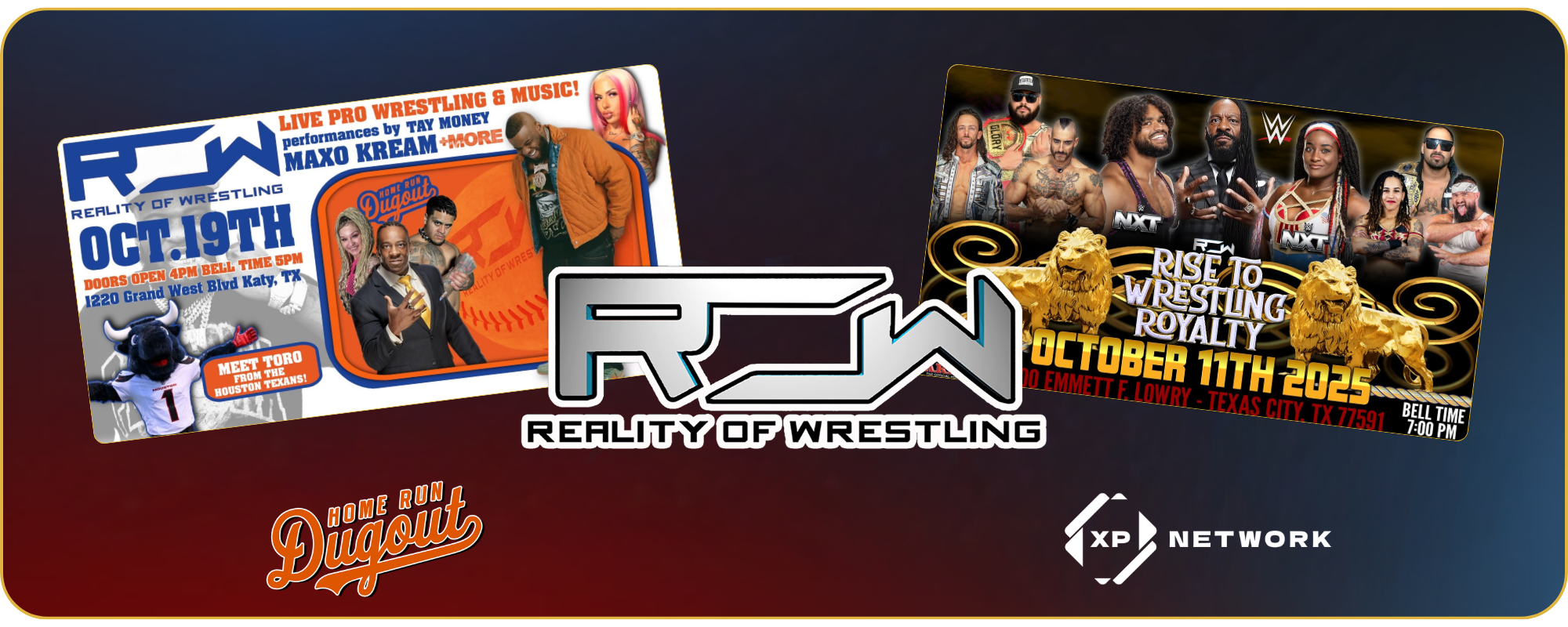 header photo feature company logos and event posters